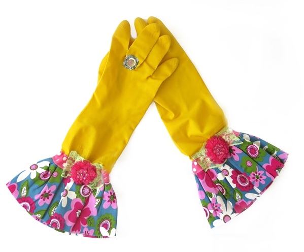 כפפות נקוי והגנה מעוצבות לדיוה - צהוב פרח פוקסיה